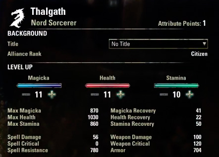 Health, magicka and stamina